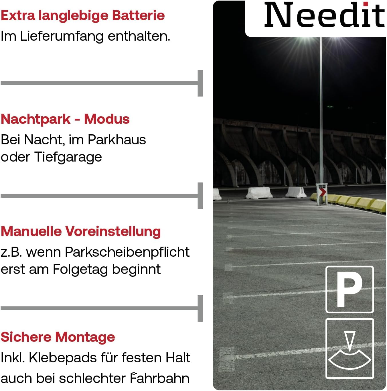 Park Lite Elektronische Parkscheibe Digitale Parkuhr Mini zugelassen von Needit
