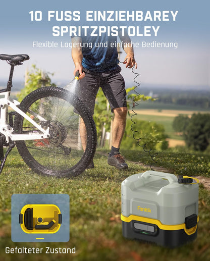 Fanttik NB8 Nano Tragbarer, kabelloser, elektrischer Hochdruckreiniger mit 8 LiterTank, einziehbarem Sprühkopf, 2600 mAh, Waschmaschine für Terrasse, Campingdusche und Haustierreinigung
