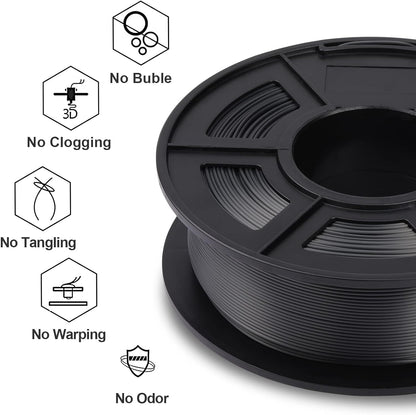 ENOTEPAD PLA 3D-Druckerfilament 1,75 mm, 1 kg Spulenfilamente (2,2 LBS) Maßgenauigkeit +/- 0,02 mm FDM 3D-Druckmaterial in Vakuumverpackung (Seidenschwarz)