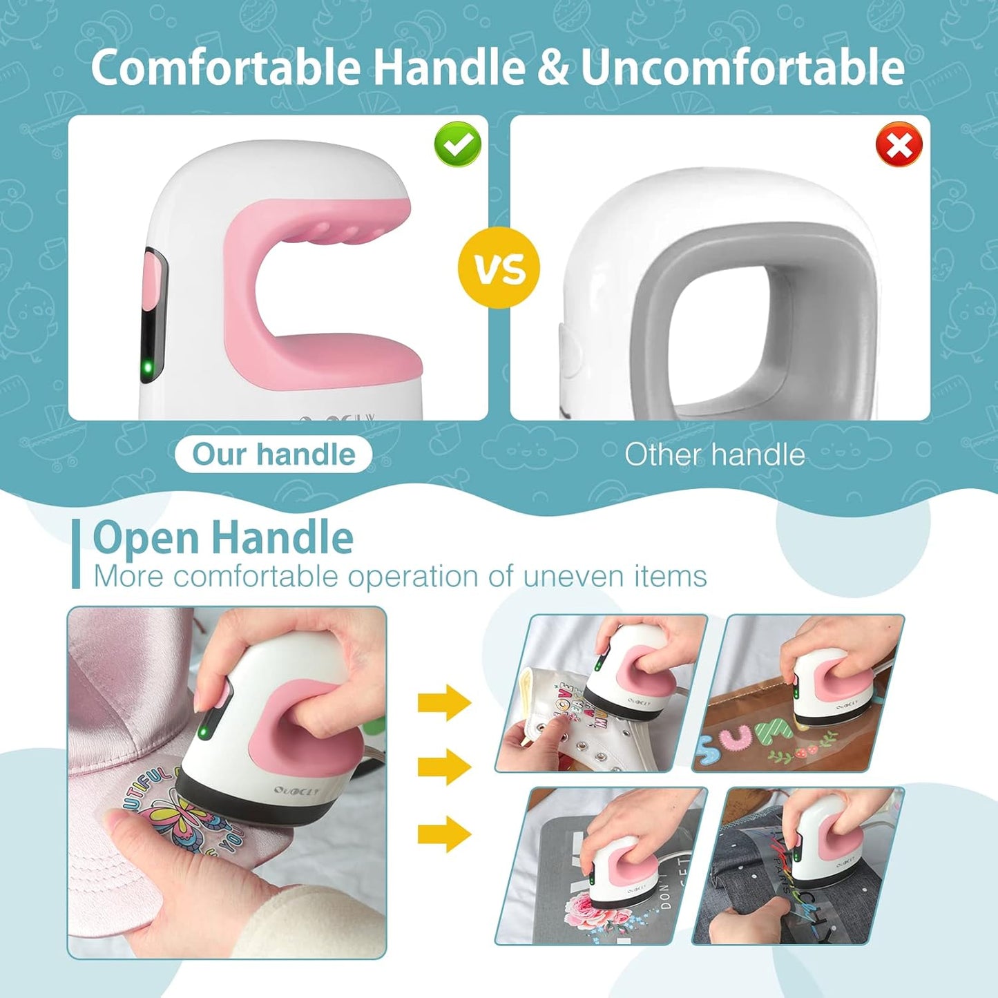 Mini-Hitzepresse, Mini-Bügeleisen zum Basteln, tragbare Hitzepresse, einfach zum Übertragen von T-Shirts, Schuhen, Hüten und kleinen HTV-Vinylprojekten (Pink)