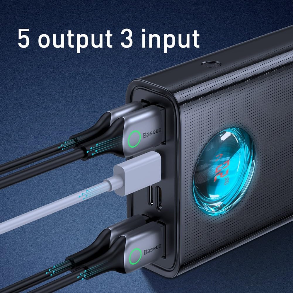 Baseus Amblight Powerbank 30000mAh, 4xUSB, USB-C, 65W (Schwarz)