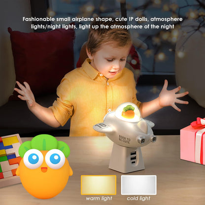 INXDOLHOM Veilleuse pour Enfants, Forme de Flugzeug à la Mode, Petits Chiots IP, Briquet d'ambiance/Veilleuse, Cadeau pour Mädchen, Jungen, Kinder (blanc)