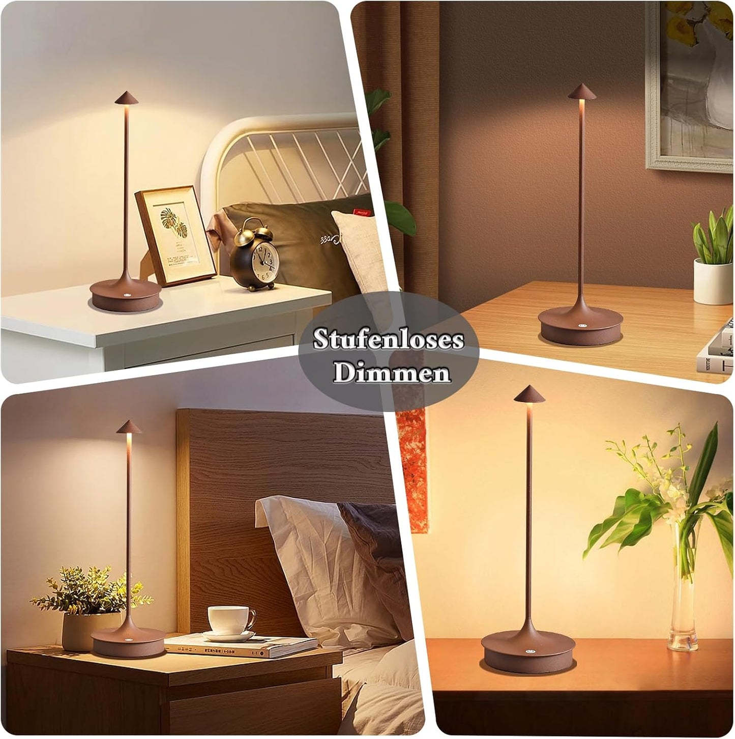 Leomix Tischlampe Kabellos, LED Tischlampe Kabellos Akku Tischlampe Wiederaufladbar 4000mAh Tischlampe Touch Dimmbar Outdoor Tischlampe IP54 Étanche pour Restaurant/Bar/Jardin/Balcon/Esstisch [Classe énergétique G]