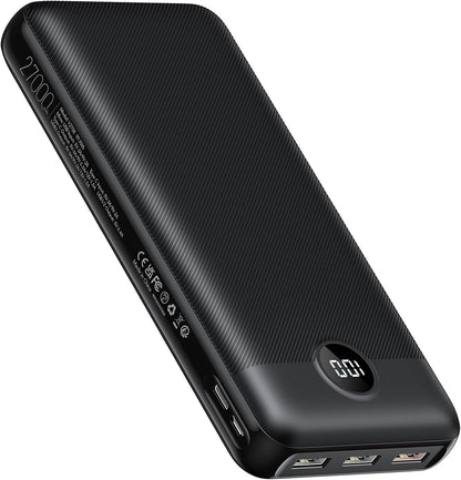 VEGER Power Bank 27000mAh 20W PD, Powerbank USB C Externer Handyakkus mit 4 Ausgängen und 2 Eingängen LED Tragbares Ladegerät,Kompatibel mit iPhone Samsung Huawei Tablet usw