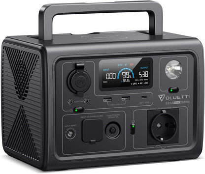Générateur solaire portable BLUETTI EB3A, batterie de secours LiFePO4 268 Wh avec alimentation secteur 600 W (1 200 W Spitze), pour les voyages et le camping