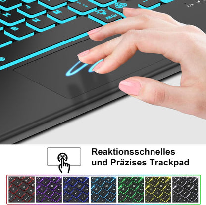 AVNICUD Tastatur für iPad 10 Generation 2022 10.9"/A16 11 Generation 2025 mit Touchpad, Hülle mit Tastatur für iPad 10 2022 Beleuchtete Magnetische Bluetooth Abnehmbare QWERTZ, Schwarz