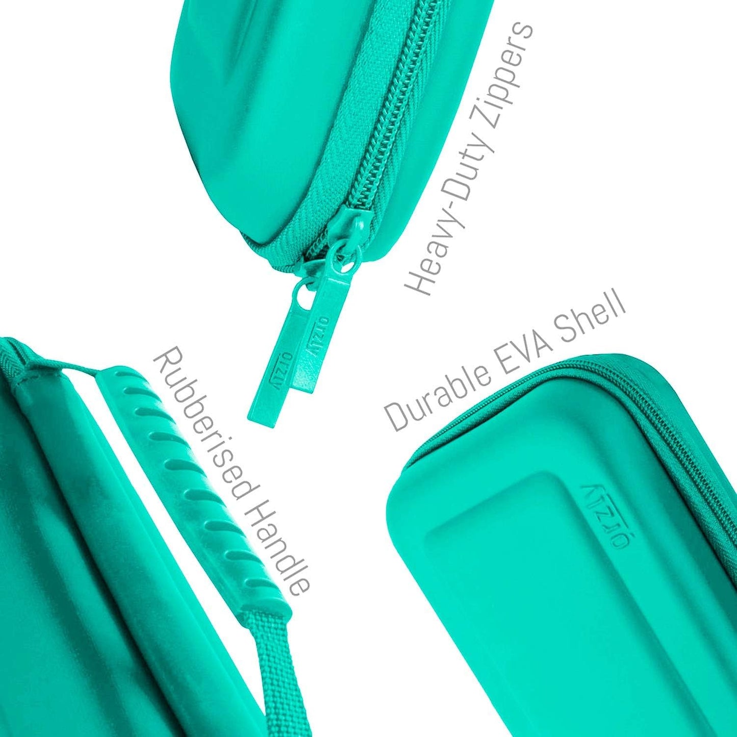 Orzly Hülle für Nintendo Switch Lite, Deluxe-Festtasche mit Reißverschluss aus robustem, stoßfestem Material für Nintendo Switch Lite-Konsole und Zubehör – Türkisblau