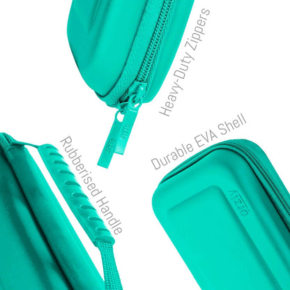 Orzly Hülle für Nintendo Switch Lite, Deluxe-Festtasche mit Reißverschluss aus robustem, stoßfestem Material für Nintendo Switch Lite-Konsole und Zubehör – Türkisblau