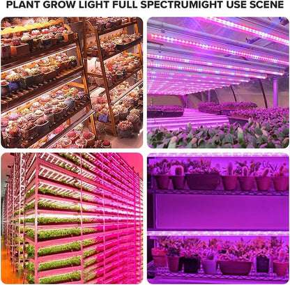 LED Planzen-Wachstums-Lichtstreifen, Vollspektrum für Zimmerpflanzen mit automatischem Ein-/Aus-Timer, 36 W &amp; 3 dimmbare Stufen, Solar-Licht-Wachslampe, für Gartenregale, Hydrokulturen, Sukkulenten, 4 Stück