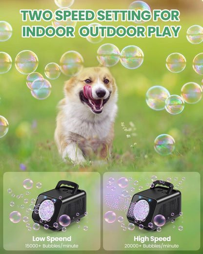Seifenblasenmaschine, automatischer Seifenblasenbläser für Kinder: Batteriebetriebener Seifenblasenmacher für Kleinkinder von 1–3 Jahren | Über 20.000 Seifenblasen pro Minute | Enthält 6 AA-Batterien | Outdoor