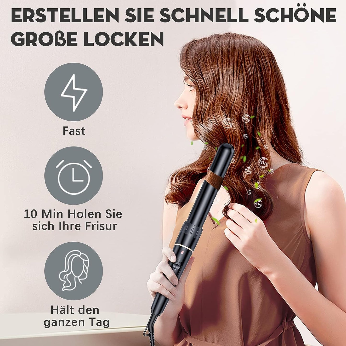 Lockenstab Große und Kleine Locken Set6 in 1 Mit Verschiedenen Aufsätzen Antistatische Keramik Turma