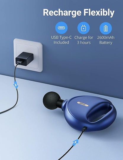 Massagepistole Massagegerät Bitfinic Mini Massage Gun 0,47kg Leicht Tragbar mit 4 Geschwindigkeiten 4 Massageköpfe, Massage Pistole für Nacken Schulte