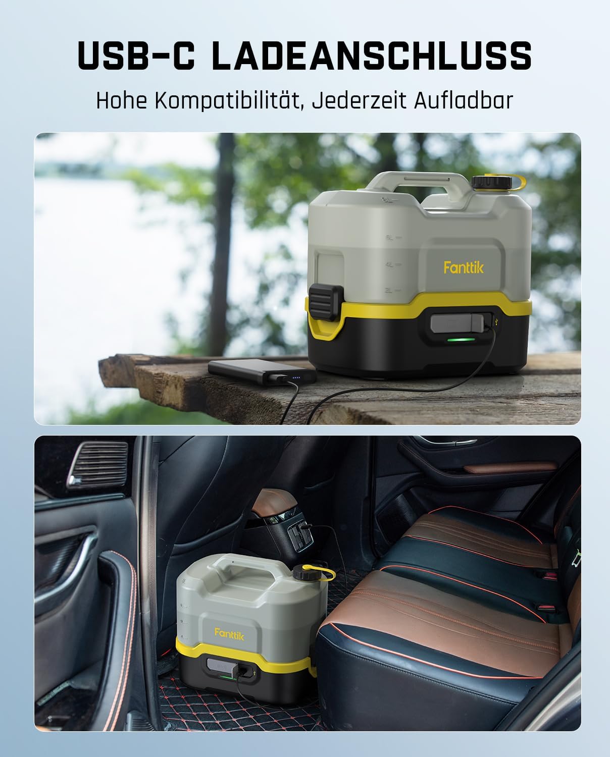 Fanttik NB8 Nano Tragbarer, kabelloser, elektrischer Hochdruckreiniger mit 8 LiterTank, einziehbarem Sprühkopf, 2600 mAh, Waschmaschine für Terrasse, Campingdusche und Haustierreinigung