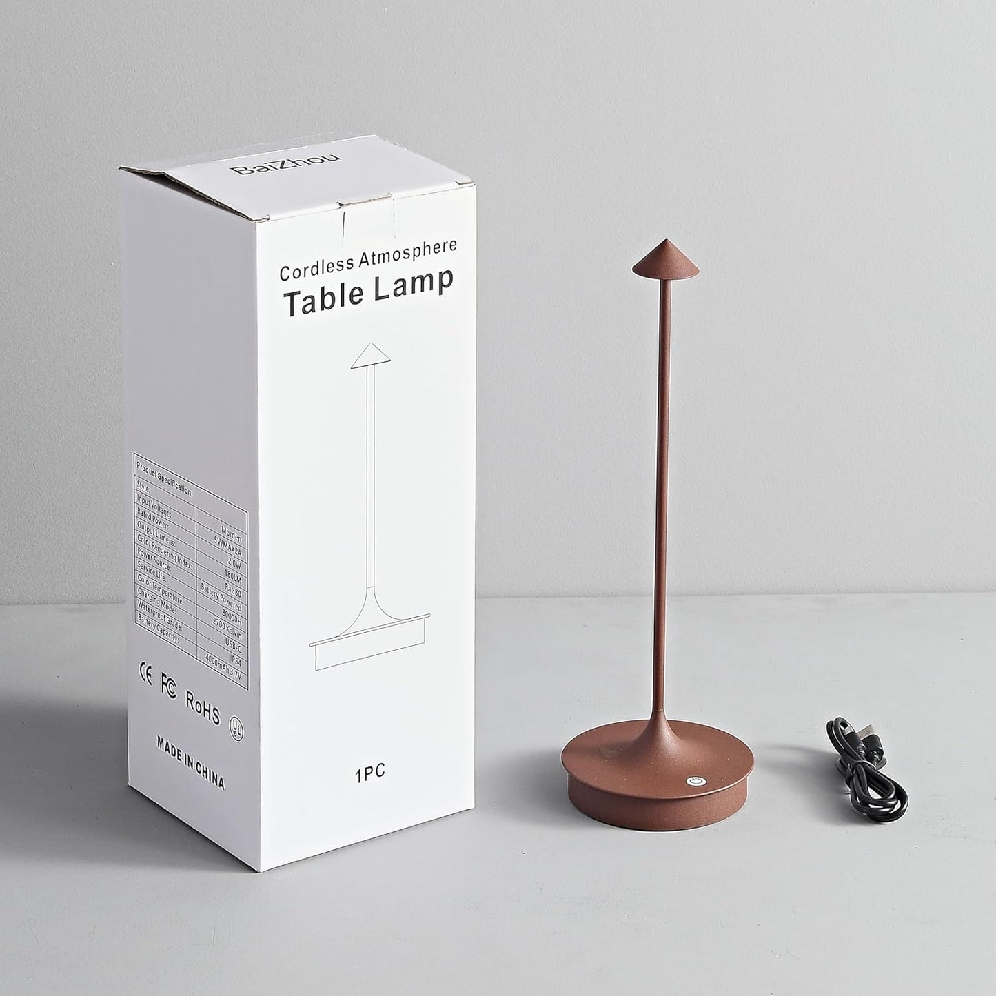 Leomix Tischlampe Kabellos, LED Tischlampe Kabellos Akku Tischlampe Wiederaufladbar 4000mAh Tischlampe Touch Dimmbar Outdoor Tischlampe IP54 Étanche pour Restaurant/Bar/Jardin/Balcon/Esstisch [Classe énergétique G]