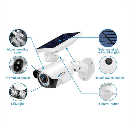 A-ZONE Solar-Bewegungsmelder-Licht für den Außenbereich – 800 Lumen, 8 LED-Strahler, 5-Watt-Solarleuchten für den Außenbereich, IP66 wasserdicht, kabelloses Solar-Flutlicht für Veranda, Garten, Terrasse, Auffahrt, Weg, Aluminium (weiß)