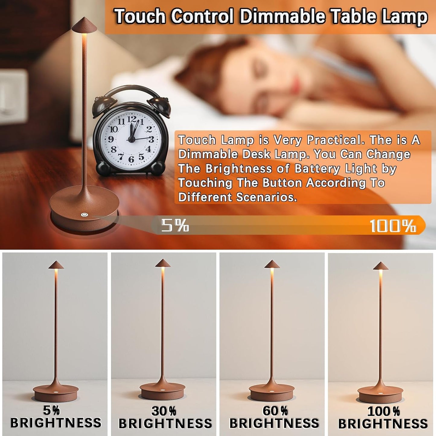 Leomix Tischlampe Kabellos, LED Tischlampe Kabellos Akku Tischlampe Wiederaufladbar 4000mAh Tischlampe Touch Dimmbar Outdoor Tischlampe IP54 Étanche pour Restaurant/Bar/Jardin/Balcon/Esstisch [Classe énergétique G]