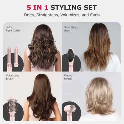 MESCOMB 5 in 1 Hairstyler Set, 110.000 U/min High-Speed Airstyler mit Ionen Haartrockner, Auto-Wrap Lockenstab & Volumenbürste, für tägliches Styling & Reisen (inkl. Tasche), Geschenk für Frauen