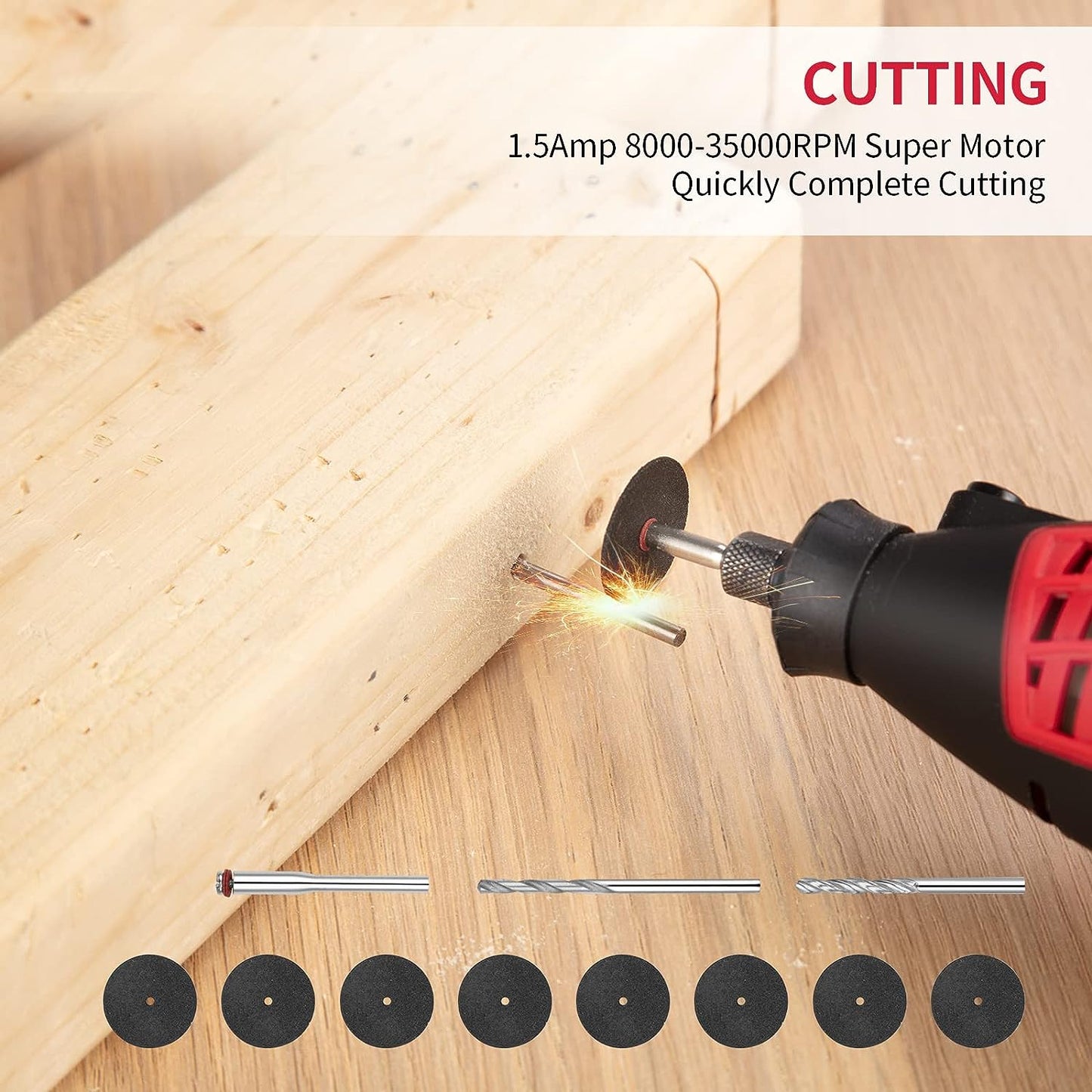 Towallmark Drehwerkzeug-Set, 1,5 A, variable Geschwindigkeit, drehbares Werkzeug mit Flexschaft, 88-teiliges Zubehör und 4 Aufsätze, perfekt für Build- und DIY-Projekte – Schneiden, Holzschnitzen, Gravieren, Schleifen