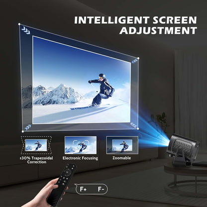 Mini-Projektor 4K, tragbarer Smart-Projektor mit 5G-WLAN und Bluetooth, TV-Projektor für Schlafzimmer, Heimkino, Video-Filmprojektor für Android-Telefone im Freien, 1080P, 15000LM