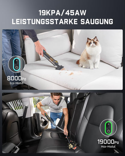 Fanttik Slim V8 Apex Akku-Autostaubsauger mit hoher Leistung, 19000 Pa/45 AW, RobustClean™-Handstaubsauger 4-in-1-Mini-Luftgebläsepumpe, Tragbarer Staubsauger für Auto, Bürotisch, Tastaturen Grau