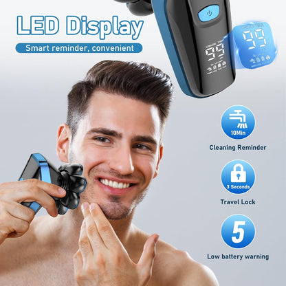 Head Shavers for Men, Upgrade 8D Rotating Electric Shavers for Bald Men Cordless Waterproof Wet & Dry USB Rechageable 99min Use Time LED Display Razor Bart for Home, Office, Travel Black