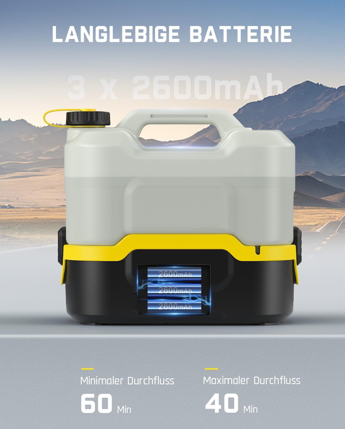 Fanttik NB8 Nano Tragbarer, kabelloser, elektrischer Hochdruckreiniger mit 8 LiterTank, einziehbarem Sprühkopf, 2600 mAh, Waschmaschine für Terrasse, Campingdusche und Haustierreinigung