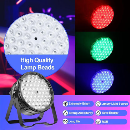 BETOPPER LED Par Strahler 54x3W LED Bühnenlicht mit Auto/Musikgesteuert/DMX512, Partylicht RGB 3-in-1 7 Farbe Bühnenbeleuchtung, LED Par Licht für Hochzeit Club Bar Konzertbars Show Party [Energieklasse F]