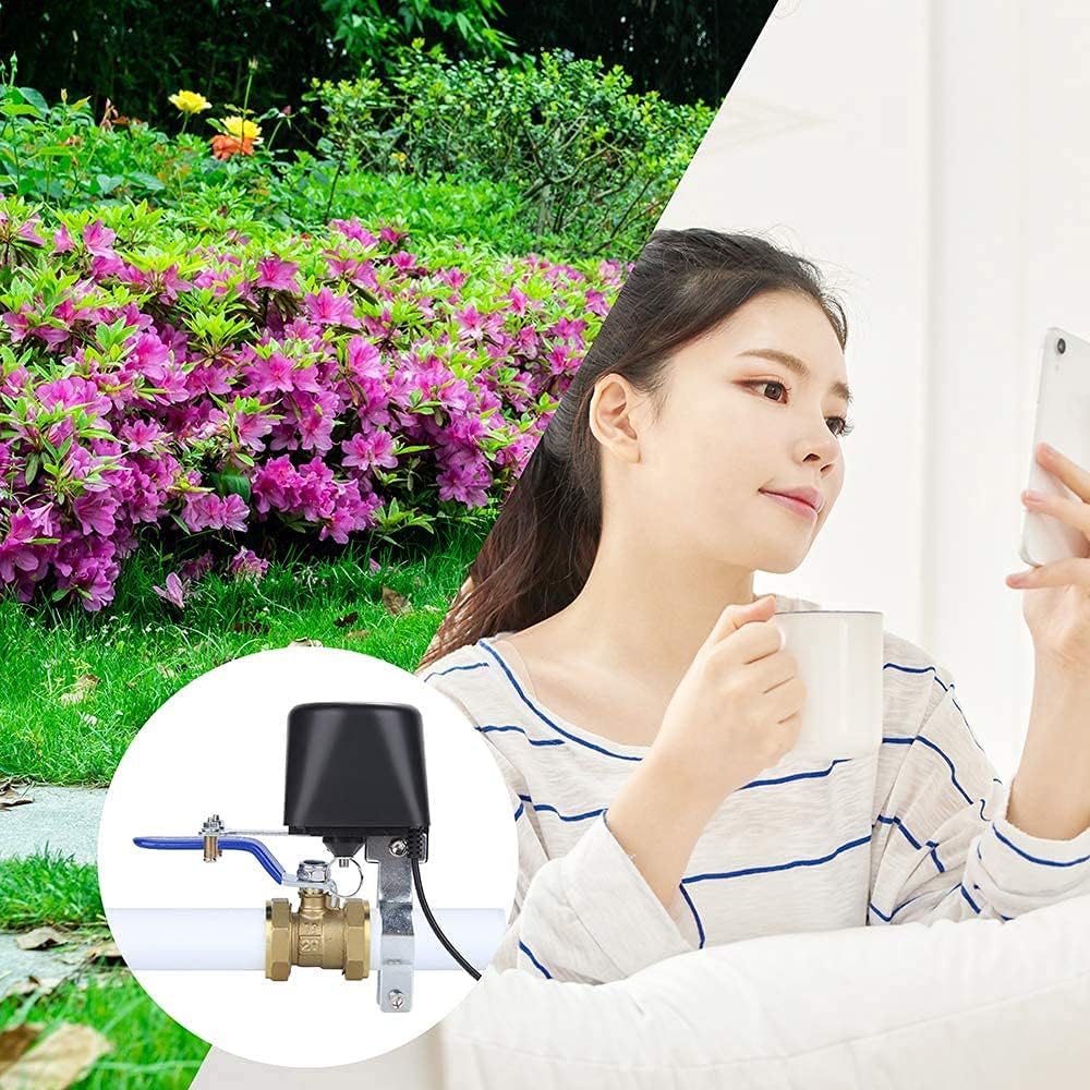 Owfeel WiFi & Bluetooth Smart Wasserventil, Abschaltung WiFi Steuerung Wasserventil Kompatibel mit Alexa, Google und Application Program iOS/Android