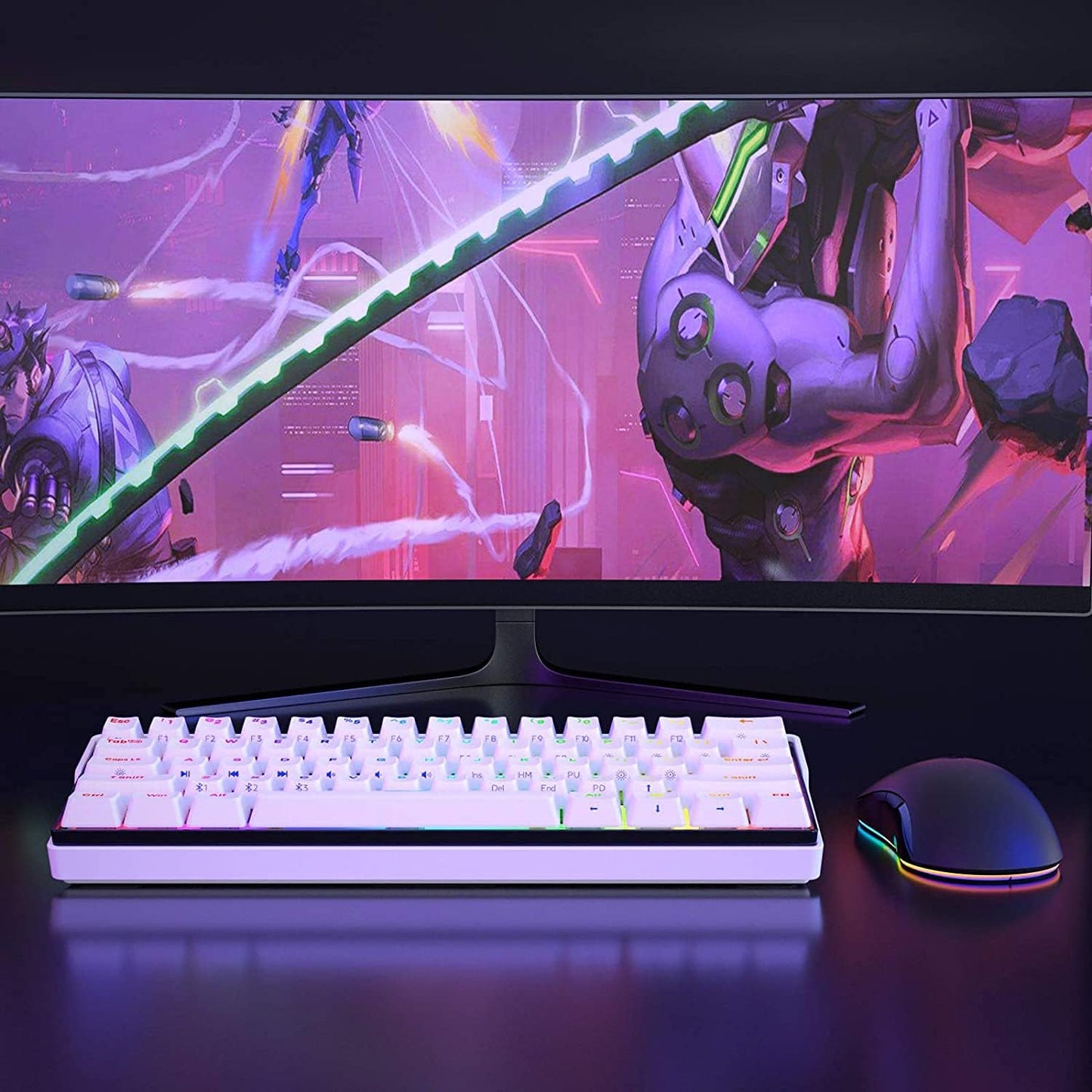 Lilhowcy Schnellster Tastaturschalter aller Zeiten – Optische Schalter – Chroma-RGB-Beleuchtung – PBT-Tastenkappen – Onboard-Speicher (weiß)