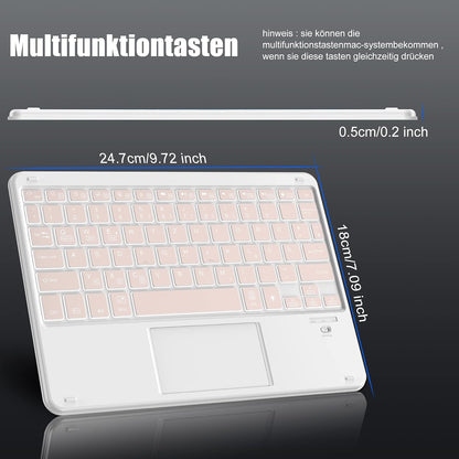 Clavier Bluetooth IVSOTEC avec pavé tactile, 7 options, sans fil pour iPad, tablette Android, Microsoft Surface, smartphone, or rose