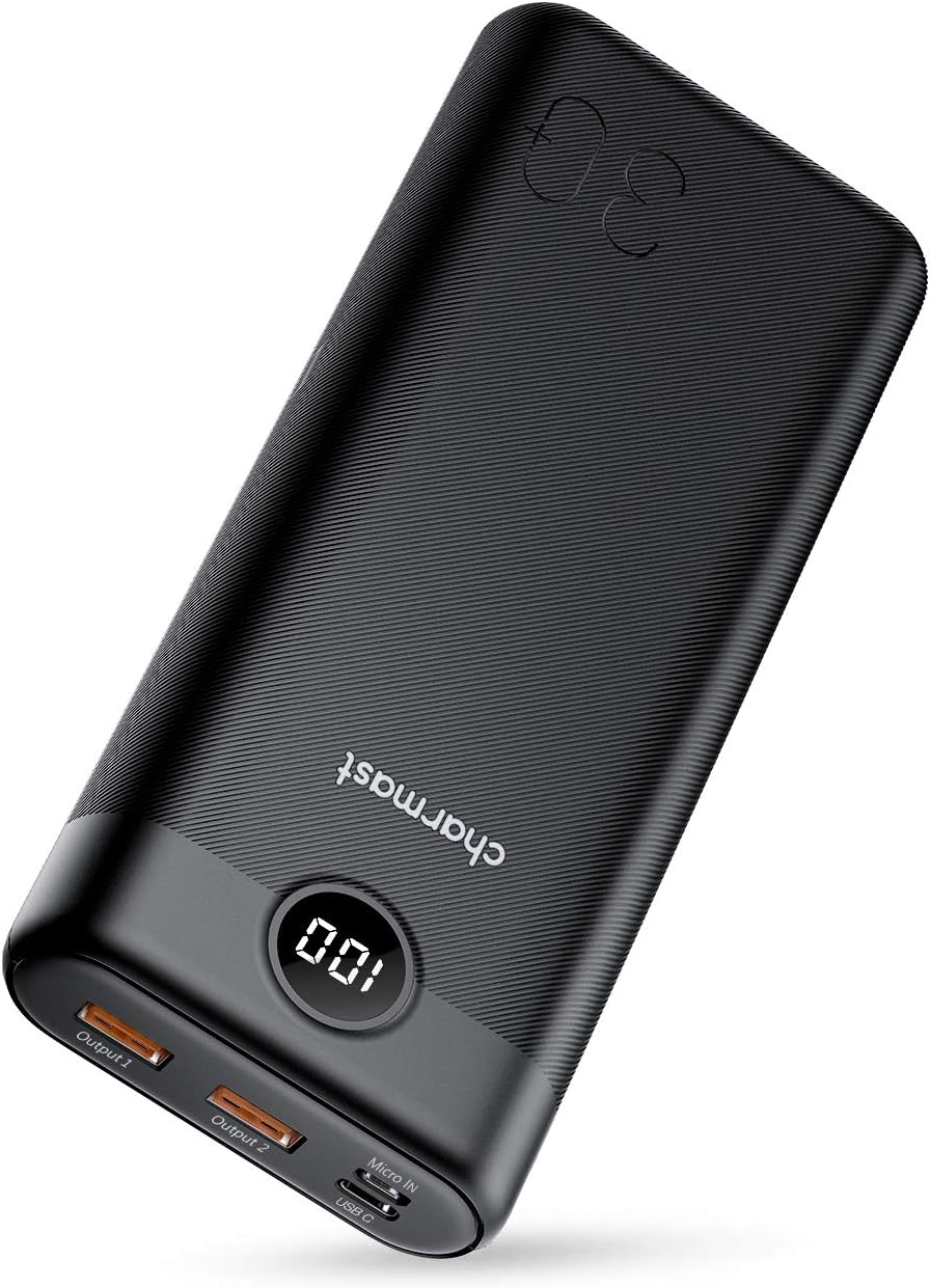 Charmast Externer Akku 30000 mAh Tragbarer Akku USB C 20 W Schnellladung QC 3.0 Powerbank mit 3 Ausgängen und 2 Eingängen Kompatibel mit Telefon iPhone 12 13 X 8 7, Samsung S 20 21 22, Huawei