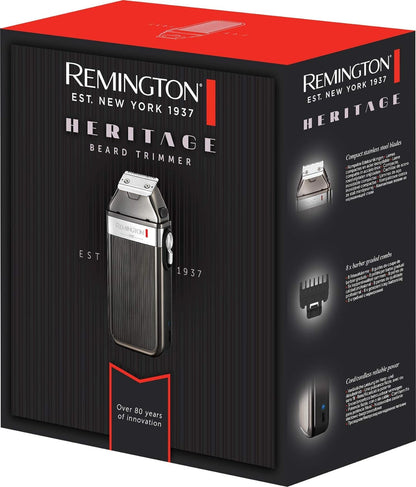 Remington Heritage MB9100 Barttrimmer Herren Retro Design Haarschneidemaschine Bartschneider hochwertige Edelstahlklingen, USB-Ladefunktion, 8 Aufsteckkämme (1.5-15mm), Netz-/Akkubetrieb