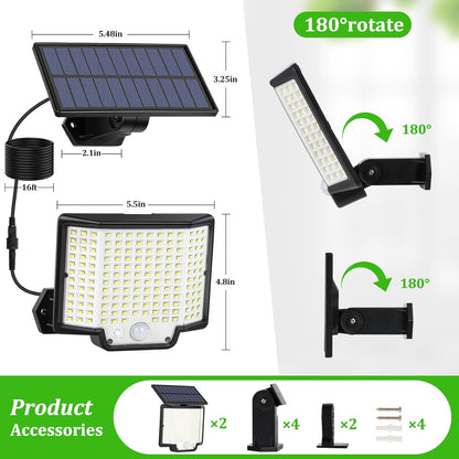 LaiTeny Solarlampen für Außen mit Bewegungsmelder - Solarleuchten Aussen 166 L