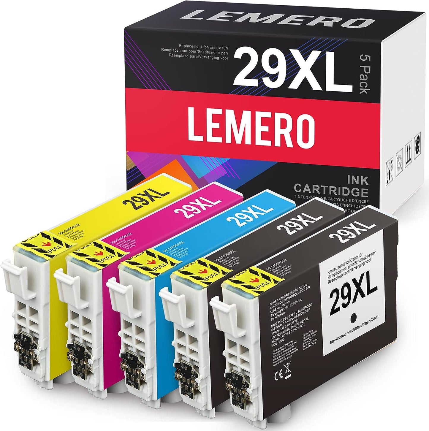 Lemero 5 Farbpatronen kompatibel für 29XL 29 XL T2991-4 für Epson Expression Home XP-235 XP-240 XP-245 XP-247 XP-330 XP-332 XP-335 XP-340 XP-342 XP-345 XP-430 XP-432 XP-435 XP-440 XP-442 XP-445
