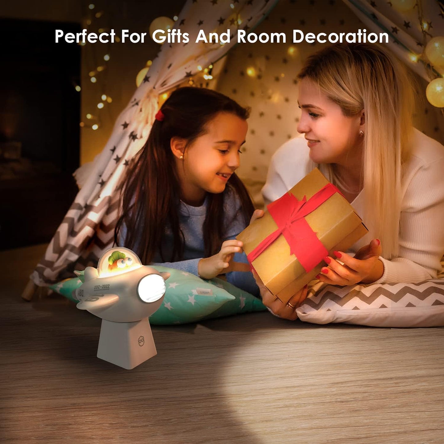 INXDOLHOM Veilleuse pour Enfants, Forme de Flugzeug à la Mode, Petits Chiots IP, Briquet d'ambiance/Veilleuse, Cadeau pour Mädchen, Jungen, Kinder (blanc)