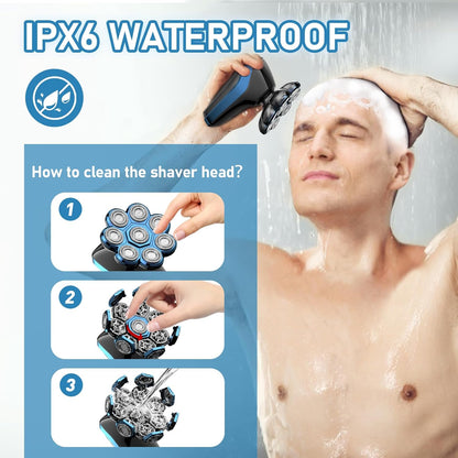 Head Shavers for Men, Upgrade 8D Rotating Electric Shavers for Bald Men Cordless Waterproof Wet & Dry USB Rechageable 99min Use Time LED Display Razor Bart for Home, Office, Travel Black
