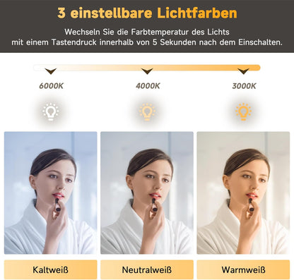 Miroir de salle de bain LED SONNI avec interrupteur tactile 80x50cm Blanc chaud IP44 Économie d'énergie
