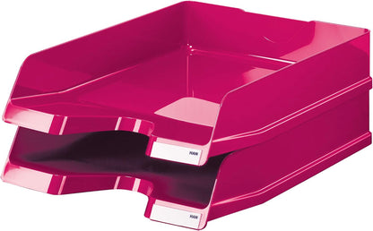 HAN Briefablage VIVA, 5-TEILIG, ruhig elegante Design-Briefablage in Premium-Qualität. DINA4/C4, mit Beschriftungsclips, 10275-96, rosa