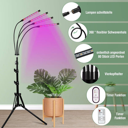 ONEVEZ-Pflanzenlampe LED-Pflanzenlicht Wachstumslampe-Vollspektrum Pflanzenleuchte-Grow Lampe-Zimmerpflanzen - 40W mit 80 LEDs, mit 3 Arten von Modus, 6 Arten von Helligkeit mit Zeitschaltuhr