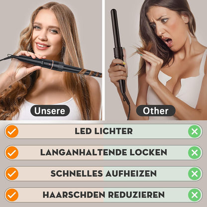 Lockenstab Große und Kleine Locken Set6 in 1 Mit Verschiedenen Aufsätzen Antistatische Keramik Turma