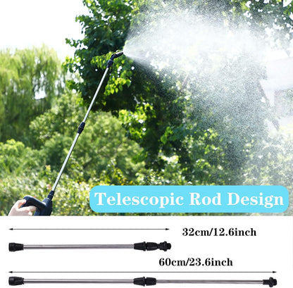DOUBFIVSY Drucksprüher Elektrisch, Pflanzensprüher, Gartensprüher Sprühlanze mit 3 Düsen und 5m Schlauch, Wiederaufladbar USB, Sprühgerät für Pflanzenschutz zum Unkraut jäten im Garten (7,2V Sprühlanze)