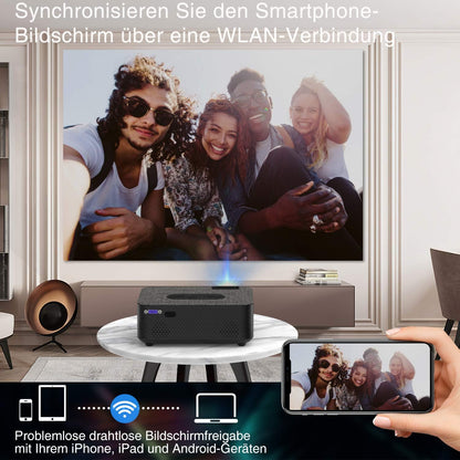 VILINICE Mini Beamer Heimkino Beamer Full HD, WiFi Projektor mit 6000 L unterstützt 1080P Multimedia 240", Video Beamer LED kompatibel mit TV Stick, HDMI, SD, AV, VGA, USB, PS4, Smartphone