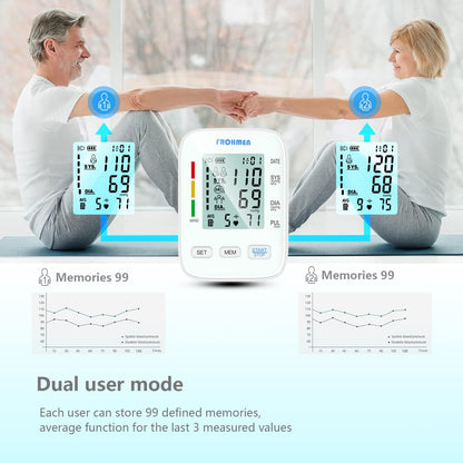 Frohmen Oberarm-Blutdruckmessgerät, digitales Blutdruckmessgerät zur Blutdruck- und Pulsmessung, großer LCD-Acryl-Bildschirm