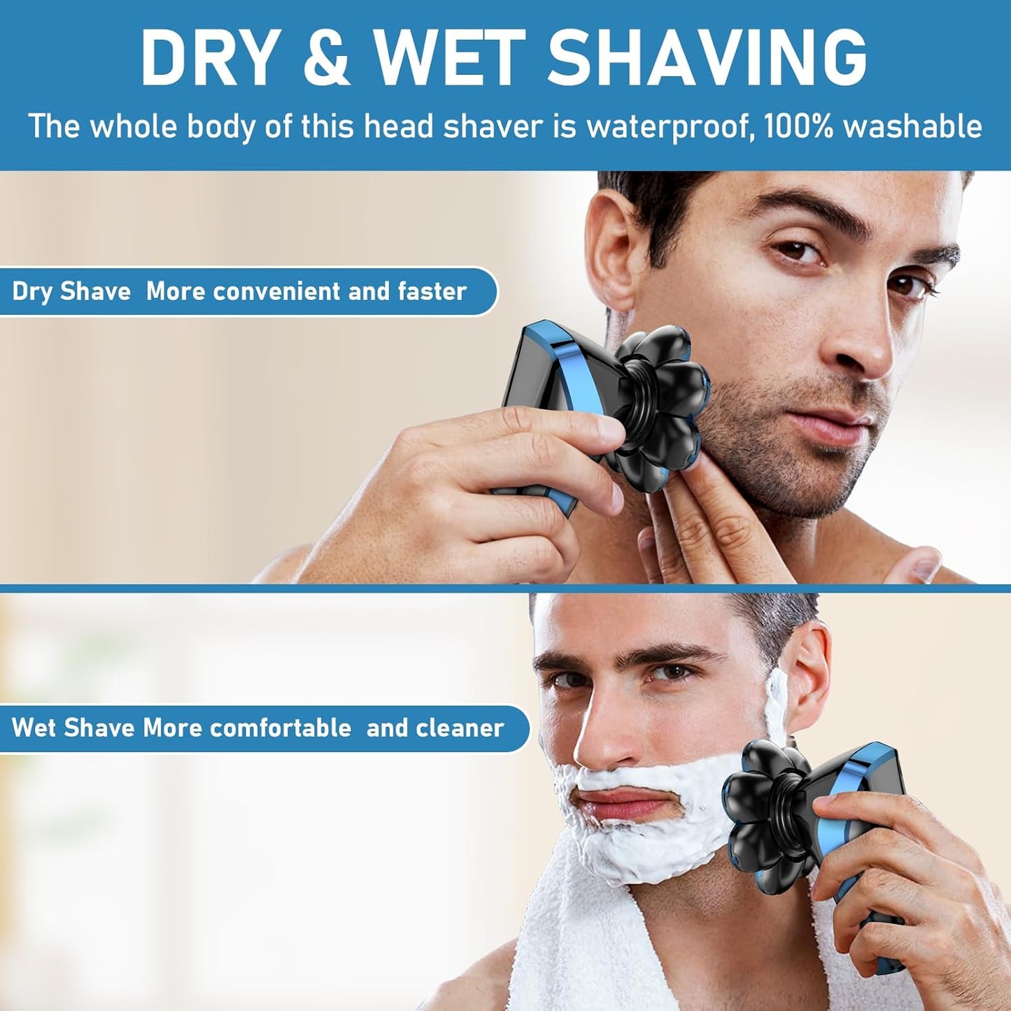 Head Shavers for Men, Upgrade 8D Rotating Electric Shavers for Bald Men Cordless Waterproof Wet & Dry USB Rechageable 99min Use Time LED Display Razor Bart for Home, Office, Travel Black