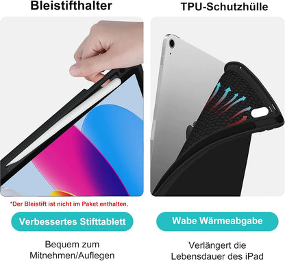 AVNICUD Tastatur für iPad 10 Generation 2022 10.9"/A16 11 Generation 2025 mit Touchpad, Hülle mit Tastatur für iPad 10 2022 Beleuchtete Magnetische Bluetooth Abnehmbare QWERTZ, Schwarz