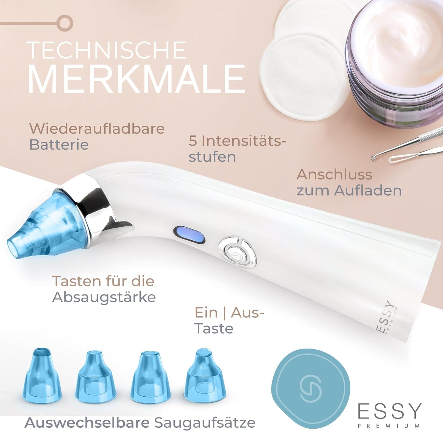 Porenreiniger Vakuumsauger Mitesser Entferner - USB Port 5 Einstellbarer