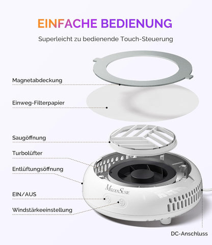MelodySusie Pocket Nagelstaubsauger HProA, 6000RPM Leistungsstarke Staubabsaugung Nägel für Maniküre, Kompakter Nagelschleifstaub-Absauger mit 30 Wiederverwendbarem Filter für DIY & Studio, Weiß