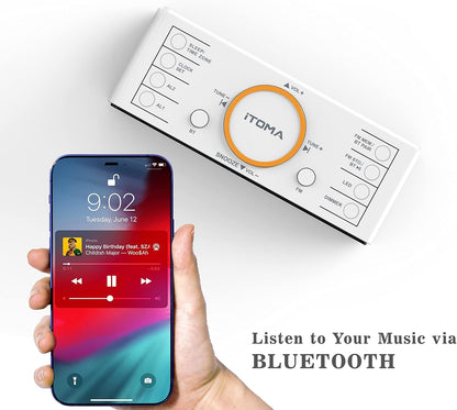 iTOMA CKS718 Wecker, 1,4 Zoll weißes LED-Display mit Bluetooth, FM-Radio, Doppelalarm, Sleep-Timer, Schlummerfunktion, automatischem und manuellem Dimmer, USB-Ladegerät und Nachtlicht CKS718