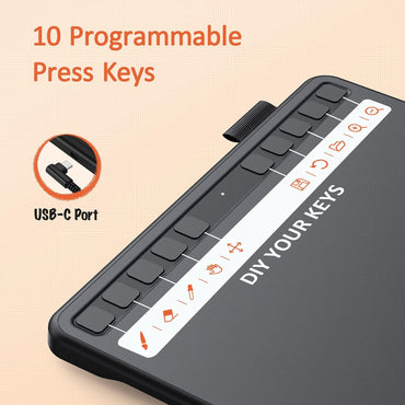 UGEE S640 Grafiktablett, digitales Zeichentablett mit Stylus, batterieloser Druckempfindlichkeit, 8192 Stylus Tablet, 10 Tastenkombinationen, kompatibel mit Windows, Mac, Linux und Android