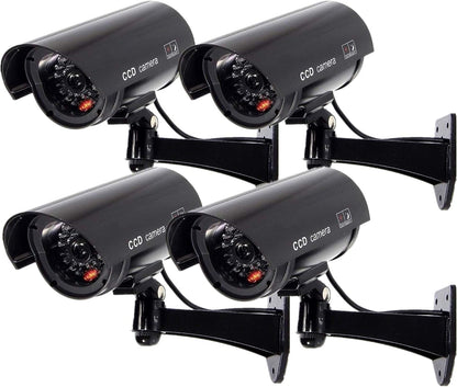 F FINDERS&amp;CO Gefälschte Überwachungskamera für den Nahbereich, Dummy-CCTV-Überwachungssystem mit realistischen Lichtern und Warnleuchten (4, Schwarz)